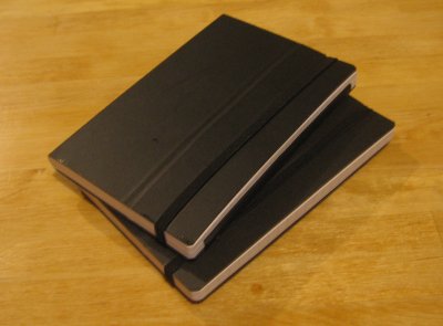 black moleskine notebook