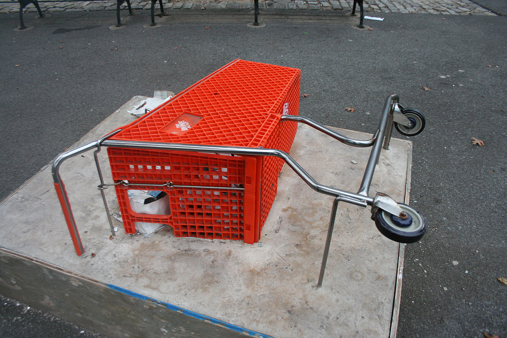 Shopping Cart Gets Cement Shoes In Williamsburg Park