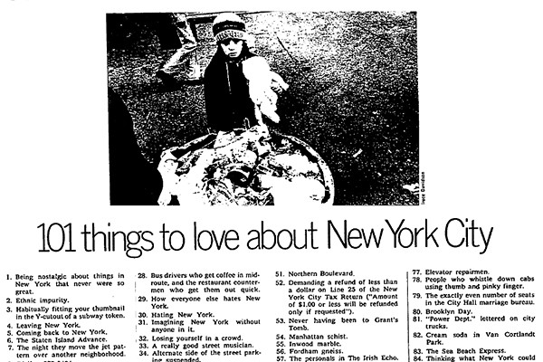 101 Things To Love About NYC (in 1976)